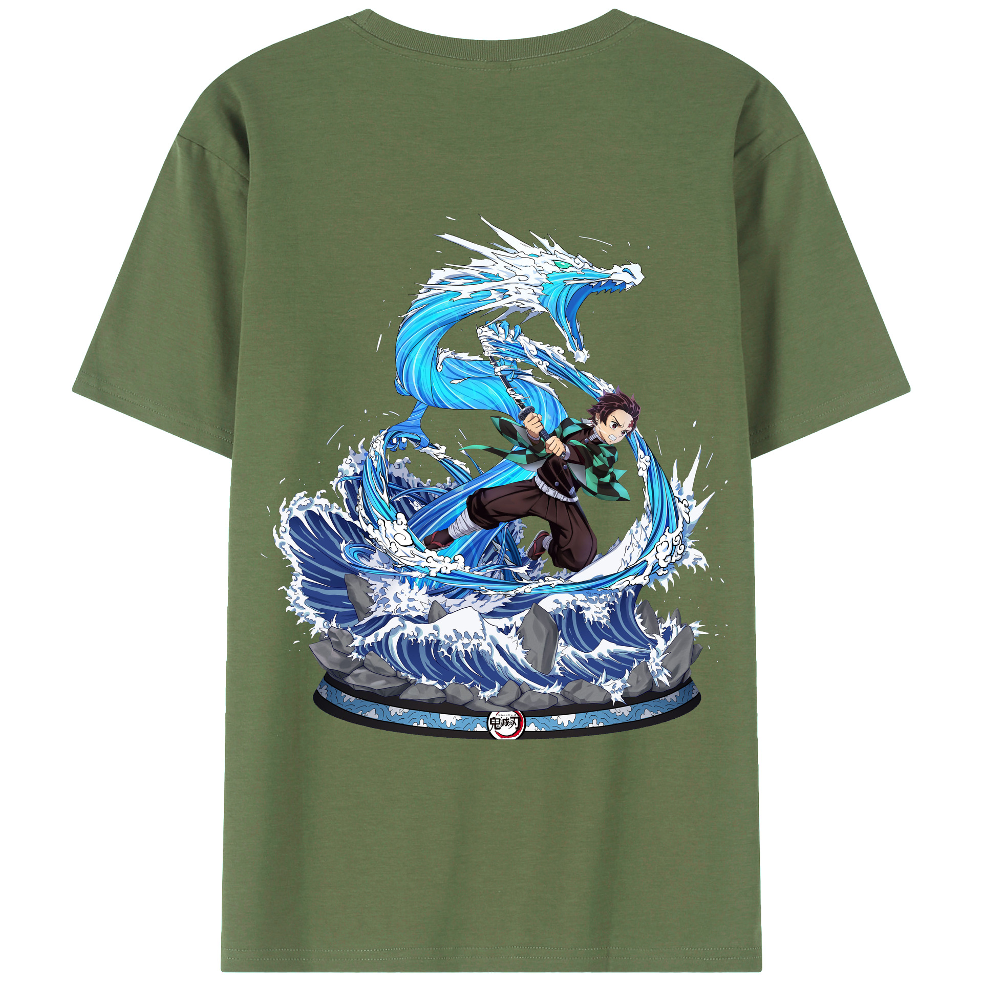（画像用） 鬼滅の刃 竈門 炭治郎／かまど たんじろう Kamado Tanjirou 綿100％ メンズ半袖Tシャツ（バックプリント） 通気性
